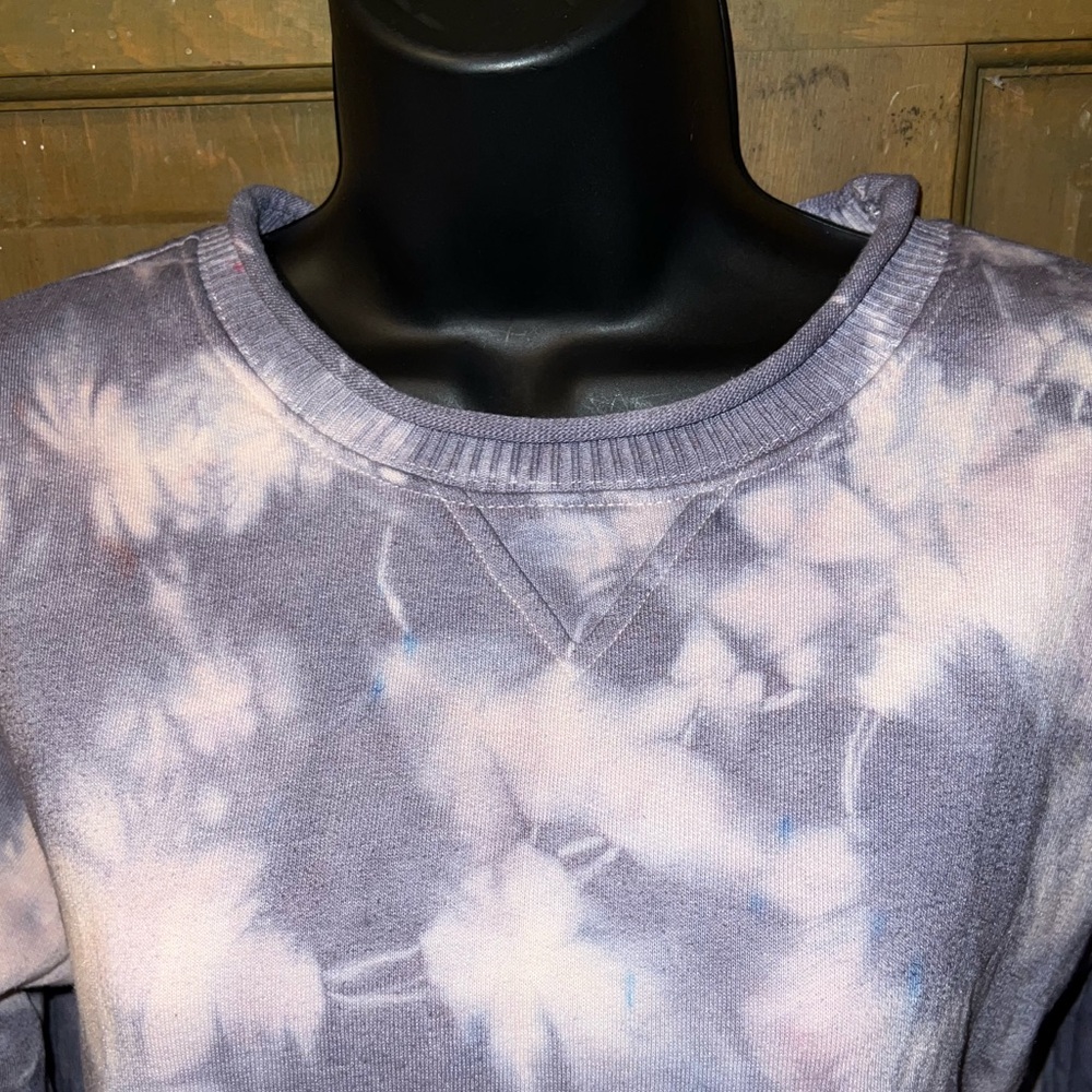 Parisian Works Purple Acid Wash Punk Cozy Crewneck Long Sleeve Sweatshirt Size M - Picture 7 of 12